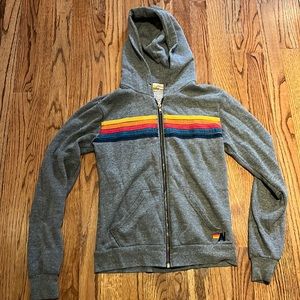 Aviator Nation Rainbow Stripe Hoodie Sweatshirt